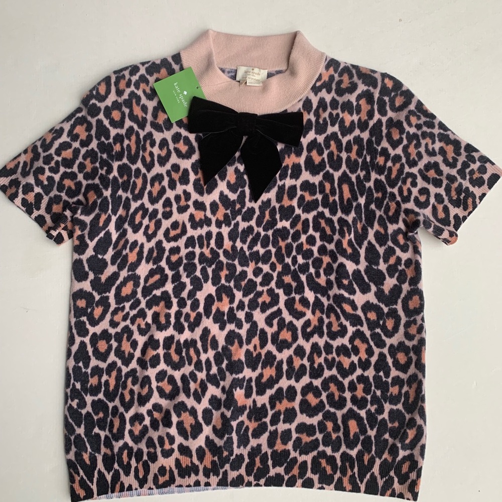Kate Spade Velvet Bow Leopard Sweater animal print